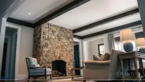 custom living room featuring fireplace, outdoor entertaining, custom stonework in greenville, south carolina
