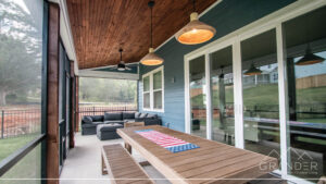 outdoor living pavilion featuring fenced outdoor area, covered pavilion, custom exterior craftsmanship in greenville, south carolina